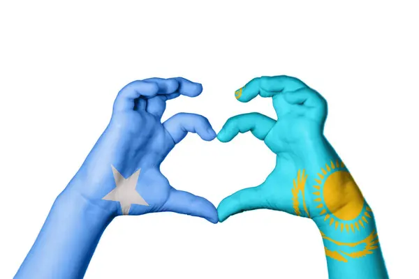 Szomália Kazahsztán Szív Kézmozdulatkészítés Szív Vágási Útvonal — Stock Fotó