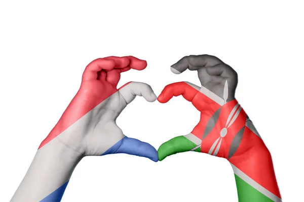 Países Bajos Kenia Corazón Hacer Gestos Corazón Recortar Camino — Foto de Stock