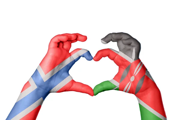 Norsko Keňa Srdce Ruční Gesto Dělat Srdce Ořezávání Stezka — Stock fotografie