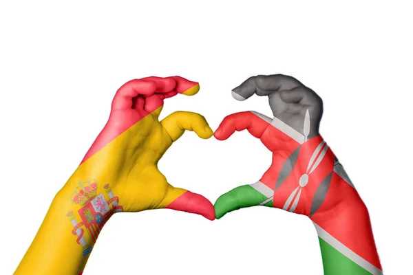 Spanien Kenia Herz Handgeste Macht Herz Clipping Path — Stockfoto