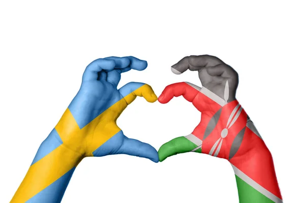 Schweden Kenia Herz Handgeste Macht Herz Clipping Path — Stockfoto