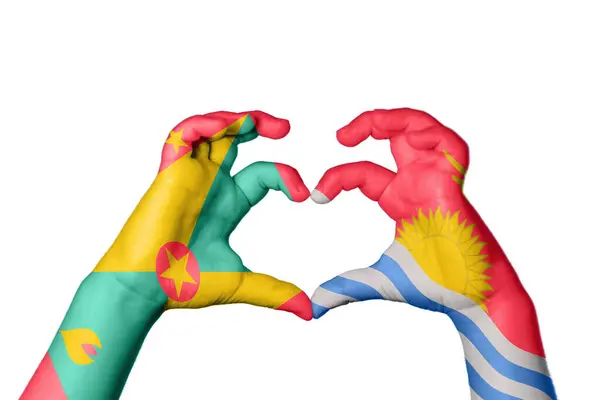 Γρενάδα Κιριμπάτι Καρδιά Χέρι Χειρονομία Κάνοντας Καρδιά Ψαλίδισμα Μονοπάτι — Φωτογραφία Αρχείου