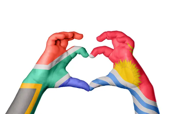 South Africa Kiribati Heart Hand Gesture Making Heart Clipping Path — Stock Photo, Image