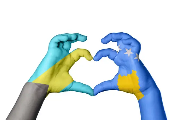 Bahamas Kosovo Herz Handbewegung Die Herz Macht Clipping Path — Stockfoto