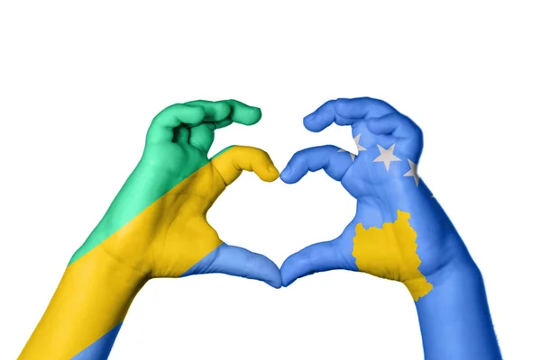 Gabon Koszovó Szív Kézmozdulat Készítés Szív Nyírás — Stock Fotó