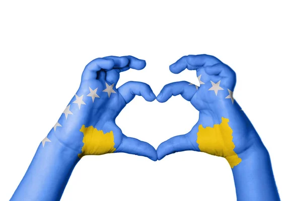 Kosovo Kosovo Heart Hand Gesture Making Heart Clipping Path — Stock Photo, Image