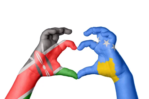 Kenia Kosovo Herz Handgeste Macht Herz Clipping Path — Stockfoto