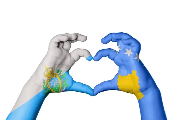 San Marino Kosovo Herz Handbewegung Die Herz Macht Clipping Path — Stockfoto