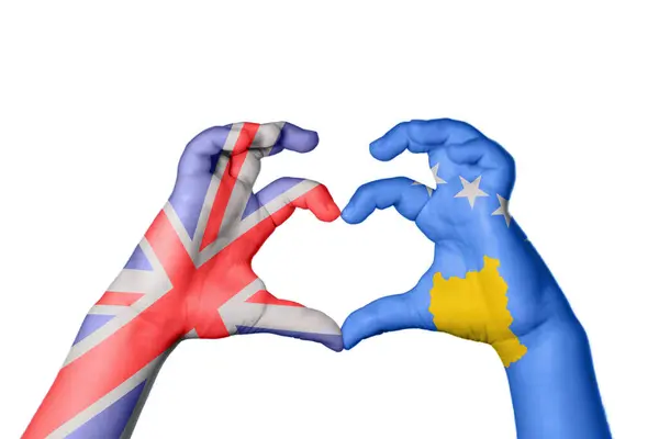 Verenigd Koninkrijk Kosovo Hart Hand Gebaar Maken Hart Knippad — Stockfoto
