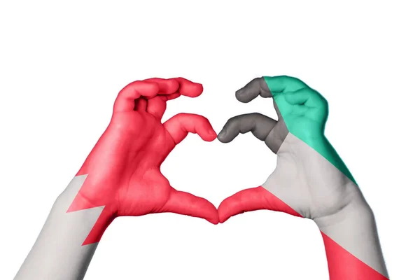 Bahrain Kuwait Heart Hand Gesture Making Heart Clipping Path — Stock Photo, Image