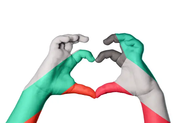 Болгария Кувейт Сердце Жест Руки Делает Сердце Клиппинг Путь — стоковое фото