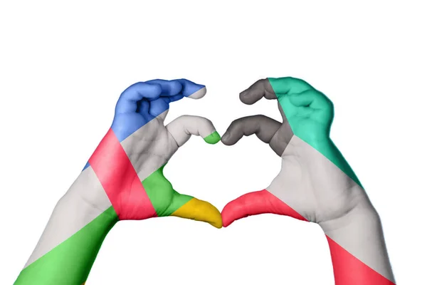 Centralafrikanska Republiken Kuwait Hjärta Hand Gest Att Göra Hjärta Klippning — Stockfoto