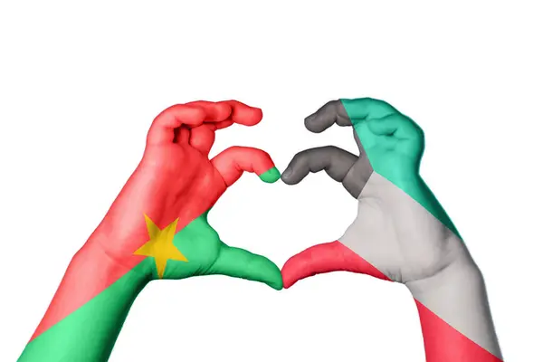 Буркина Фасо Кувейт Сердце Жест Руки Делает Сердце Обрезка Пути — стоковое фото
