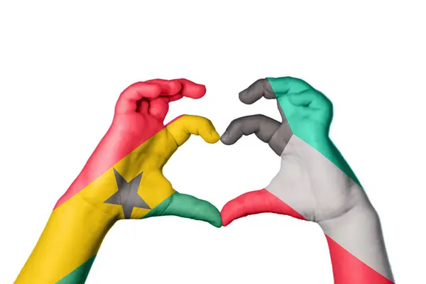 Ghana Kuwait Heart Hand Gesture Making Heart Clipping Path — Stock Photo, Image