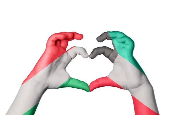 Ungarn Kuwait Herz Handbewegung Die Herz Macht Clipping Path — Stockfoto
