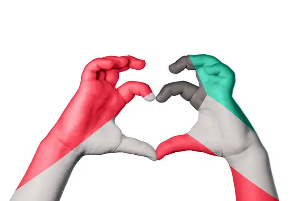 Indonesien Kuwait Herz Handgeste Die Herz Macht Clipping Path — Stockfoto