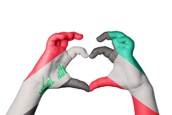 Iraq Kuwait Heart Hand Gesture Making Heart Clipping Path — Stock Photo, Image