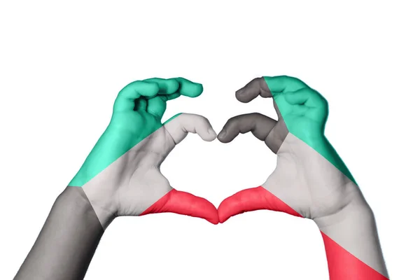 Kuwait Kuwait Heart Hand Gest Att Göra Hjärta Klippning Vägen — Stockfoto