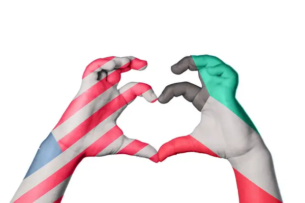 Liberia Kuwait Heart Hand Gesture Making Heart Clipping Path — Stock Photo, Image