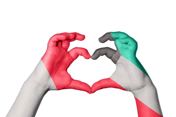 马耳他Kuwait Heart Hand Gesture Making Heart Clipping Path — 图库照片