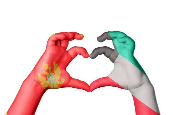 黑山Kuwait Heart Hand Gesture Making Heart Clipping Path — 图库照片
