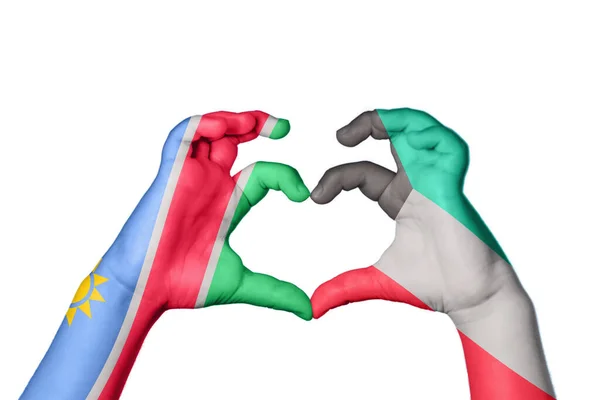 纳米比亚Kuwait Heart Hand Gesture Making Heart Clipping Path — 图库照片