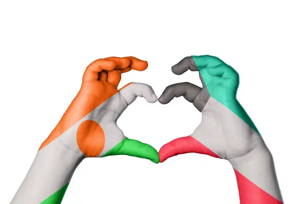 Niger Kuwejt Serce Gest Ręka Robi Serce Ścieżka Clipping — Zdjęcie stockowe