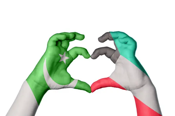 Pakistan Kuwait Herz Handgeste Die Herz Macht Clipping Path — Stockfoto