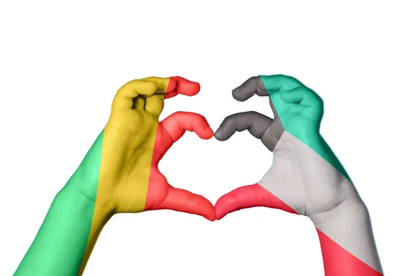 Republik Kongo Kuwait Herz Handbewegung Die Herz Macht Clipping Path — Stockfoto