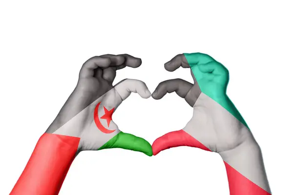 Sahrawi Arab Democratic Republic Kuwait Heart Hand Gesture Making Heart — Stock Photo, Image