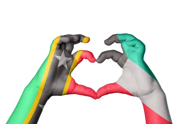 Saint Kitts Nevis Kuveyt Kalbi Hareketi Kalp Yapma Kırpma Yolu — Stok fotoğraf