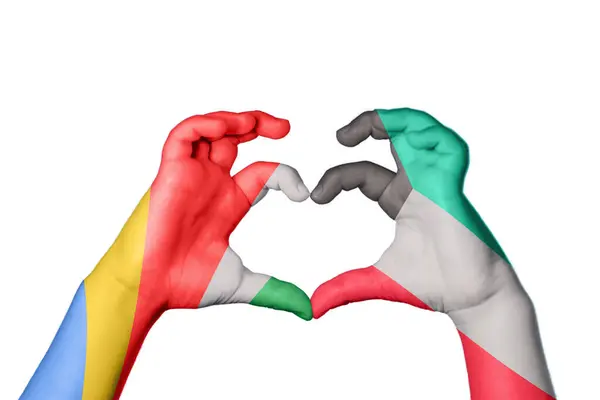 Seychelles Kuwait Heart Hand Gesture Making Heart Clipping Path — Stock Photo, Image