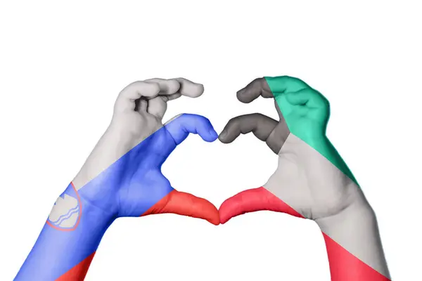 Slowenien Kuwait Herz Handbewegung Die Herz Macht Clipping Path — Stockfoto