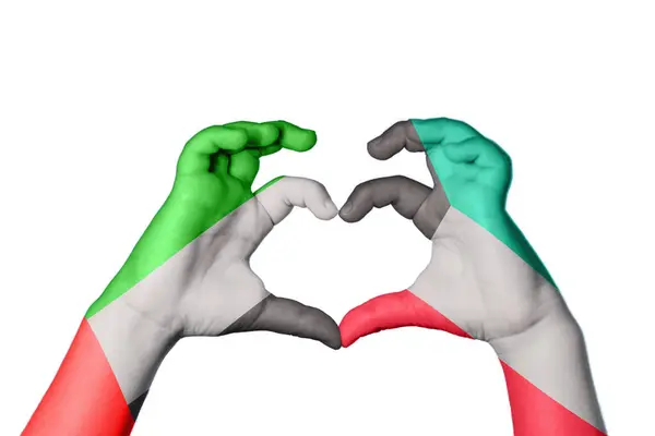 United Arab Emirates Kuwait Heart Hand Gesture Making Heart Clipping — Stock Photo, Image