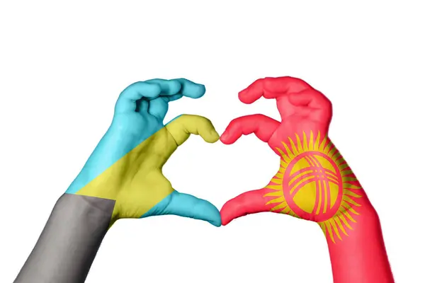 Bahamas Quirguistão Coração Mão Gesto Fazendo Coração Clipping Path — Fotografia de Stock
