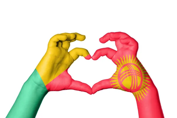 Benin Quirguistão Coração Gesto Mão Que Faz Coração Clipping Path — Fotografia de Stock