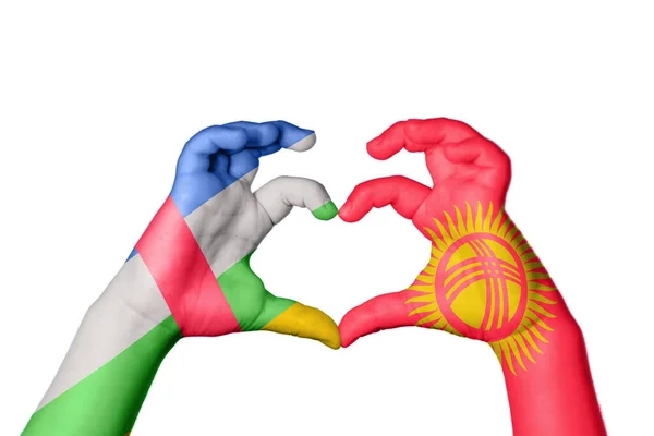 Centralafrikanska Republiken Kirgizistan Hjärta Hand Gest Att Göra Hjärta Klippning — Stockfoto
