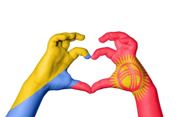 Colômbia Quirguistão Coração Gesto Mão Que Faz Coração Clipping Path — Fotografia de Stock