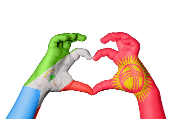 Ekvatorialguinea Kirgizistan Hjärta Hand Gest Att Göra Hjärta Klippa Vägen — Stockfoto