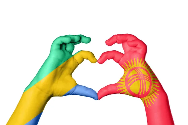 Gabón Kirguistán Corazón Hacer Gestos Mano Del Corazón Recortar Camino — Foto de Stock