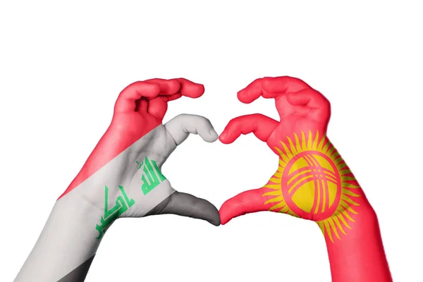 Irak Kirgisistan Herz Handbewegung Die Herz Macht Clipping Path — Stockfoto