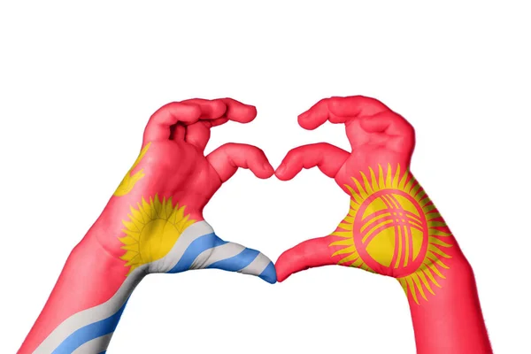 Кирибати Киргизия Сердце Жест Руки Делает Сердце Клиппинг Путь — стоковое фото