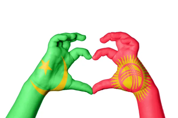 Mauretanien Kirgizistan Hjärta Hand Gest Att Göra Hjärta Klippning Vägen — Stockfoto