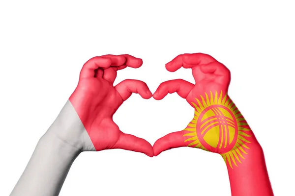 Malta Quirguistão Coração Gesto Mão Que Faz Coração Clipping Path — Fotografia de Stock
