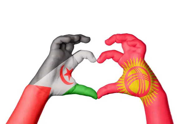 Sahrawi Arabska Republika Demokratyczna Serce Kirgistanu Gest Ręczny Serca Ścieżka — Zdjęcie stockowe