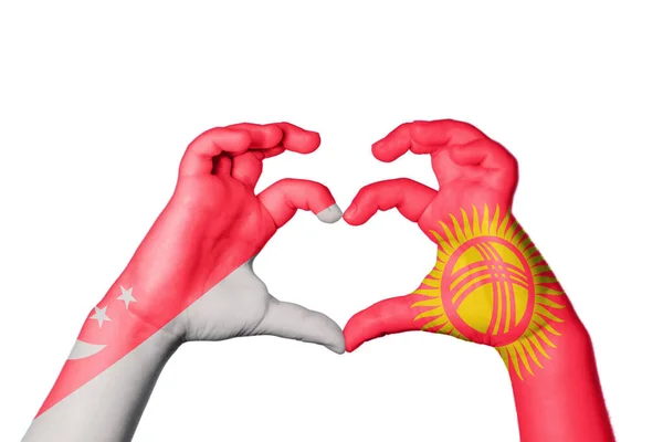 Singapura Quirguistão Coração Gesto Mão Fazendo Coração Clipping Path — Fotografia de Stock