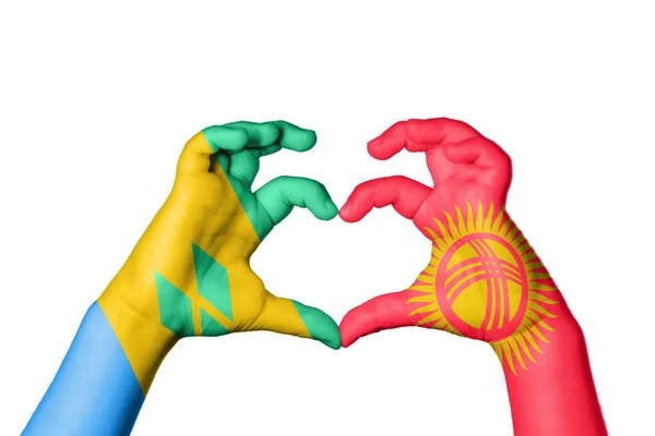 Saint Vincent Les Grenadines Kirghizistan Coeur Geste Main Faisant Coeur — Photo