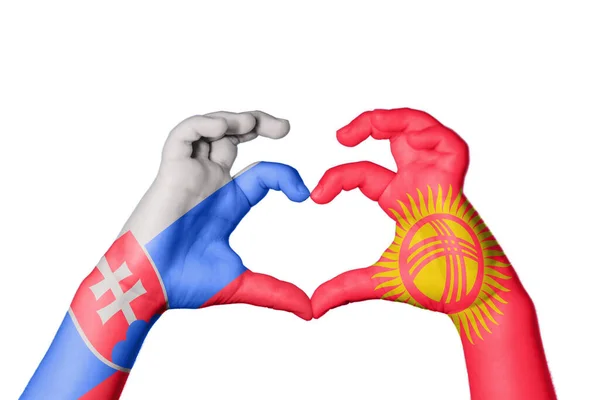 Eslováquia Quirguistão Coração Gesto Mão Que Faz Coração Clipping Path — Fotografia de Stock