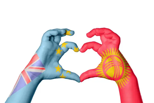 Tuvalu Kirgizië Hart Hand Gebaar Maken Hart Knippen Pad — Stockfoto