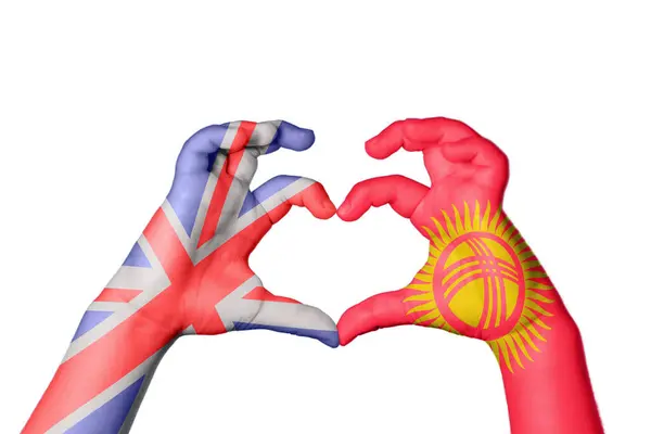 Reino Unido Quirguistão Coração Gesto Mão Que Faz Coração Clipping — Fotografia de Stock